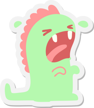 Bir insan tarafından çizilmiş ağlayan dinozor çıkartması.