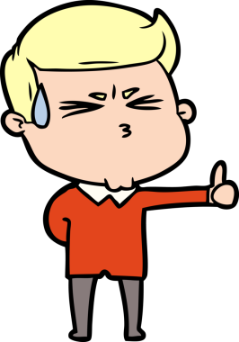 Bir insan tarafından çizilmiş terleyen çizgi film adamı.