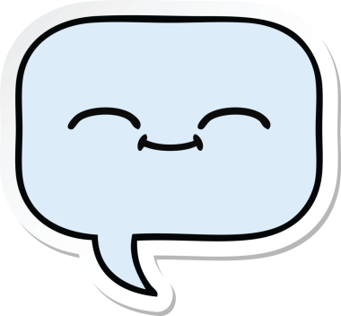 Bir insan tarafından çizilmiş şirin bir karikatür konuşma balonunun etiketi.