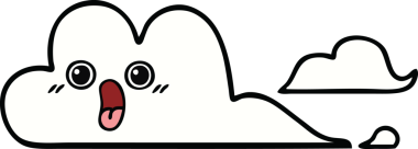 Bir insan tarafından çizilmiş bulutların sevimli karikatürü.