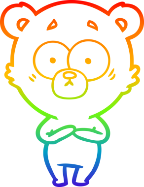 gökkuşağı gradyan çizimi şaşırmış bir ayı karikatürü bir insan tarafından çizildi