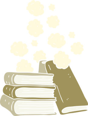 Bir insan tarafından çizilmiş kitapların düz renk çizimi