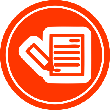 bir insan tarafından çizilmiş belge ve kalem dairesel simgesi