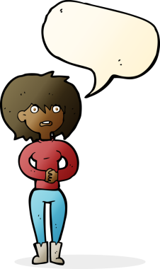 Bir insan tarafından çizilmiş konuşma balonu olan endişeli bir karikatür.