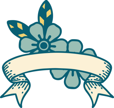 Bir insan tarafından çizilmiş çiçek pankartıyla geleneksel dövme