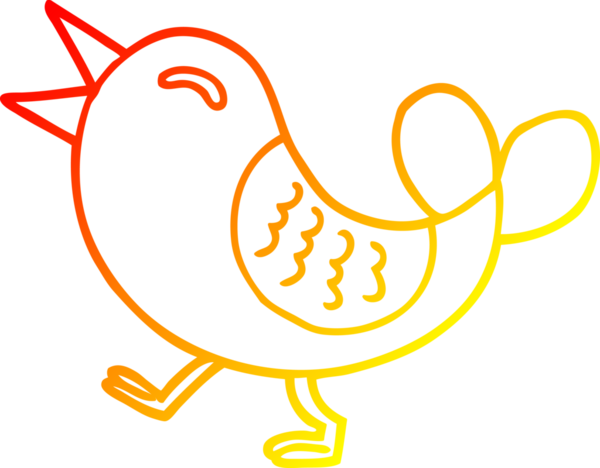 Bir insan tarafından çizilen kırmızı kuşun sıcak eğimli çizgi çizimi