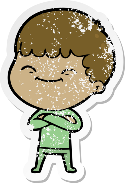 Bir insan tarafından çizilmiş mutlu bir çocuğun sıkıntılı çıkartması.