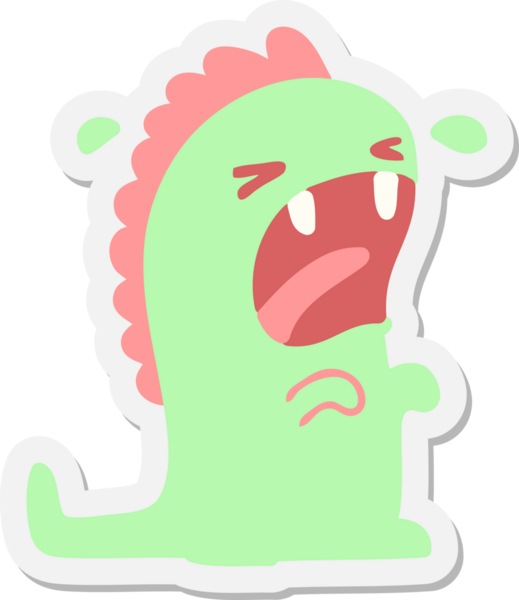 Bir insan tarafından çizilmiş ağlayan dinozor çıkartması.