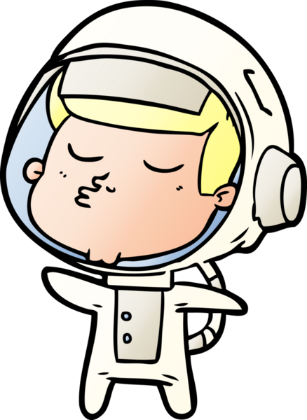 Bir insan tarafından çizilmiş kendine güvenen bir astronot çizgi filmi.
