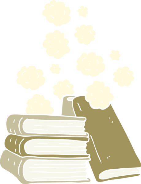 Bir insan tarafından çizilmiş kitapların düz renk çizimi