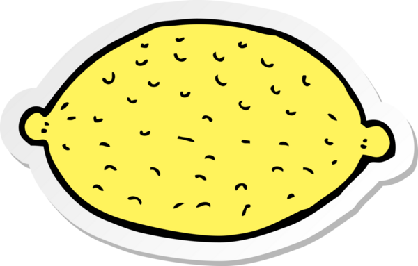 Bir insan tarafından çizilmiş karikatür limonu çıkartması.