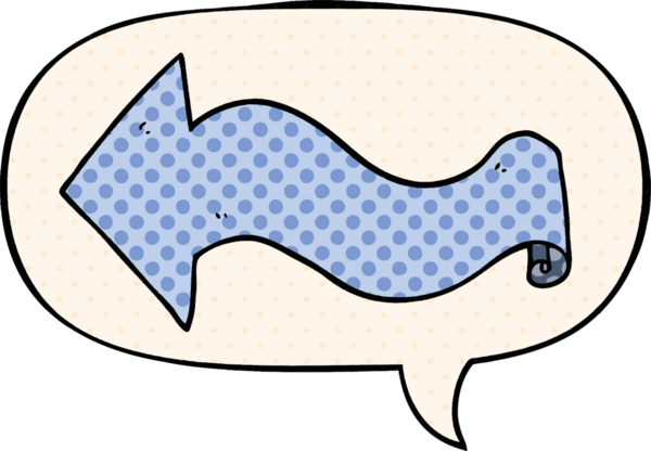 bir insan tarafından çizilmiş çizgi roman tarzında konuşma baloncuğu olan çizgi film oku