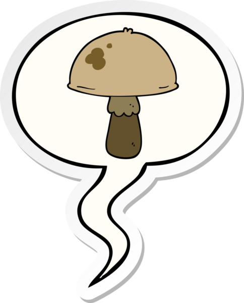 Bir insan tarafından çizilmiş konuşma balonu çıkartmalı mantar mantarı.