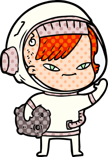 Bir insan tarafından çizilmiş astronot kadın.