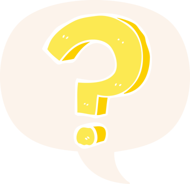 bir insan tarafından çizilmiş retro biçiminde konuşma baloncuğu ile çizgi film soru işareti