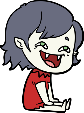 Bir insan tarafından çizilmiş gülen vampir kız çizgi filmi.