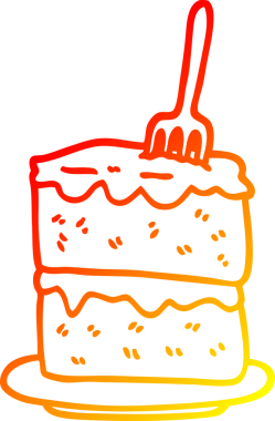 Bir insan tarafından çizilmiş bir pasta diliminin sıcak çizgi çizimi