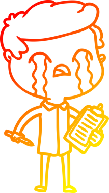 Bir insan tarafından çizilmiş ağlayan bir çizgi film satıcısının sıcak çizgi çizimi