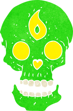 Bir insan tarafından çizilmiş mistik kafatası.