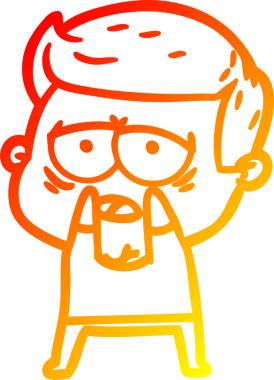 Bir insan tarafından çizilmiş, yorgun bir adamın çizgi çizimi.