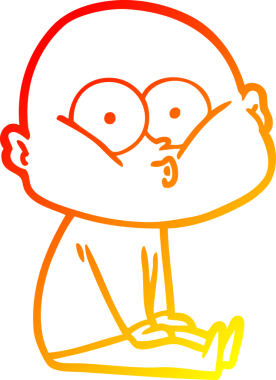 Bir insan tarafından çizilmiş kel bir adamın sıcak çizgi çizimi.