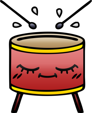 Bir insan tarafından çizilen davulun gölgelenmiş karikatürü