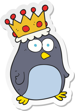 Bir insan tarafından çizilmiş karikatür imparatoru pengueni çıkartması.