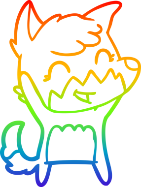 gökkuşağı gradyanı çizimi bir insan tarafından çizilmiş mutlu bir tilki çizgi filmi.