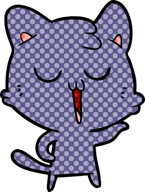 Bir insan tarafından çizilmiş çizgi film kedisi.