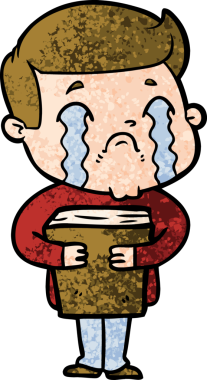 Bir insan tarafından çizilmiş ağlayan çizgi film adamı.