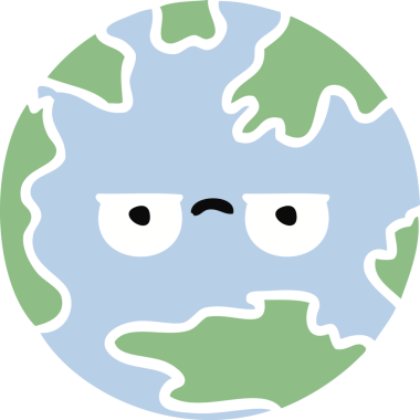 Bir insan tarafından çizilmiş düz renkli bir yeryüzü çizgi filmi.