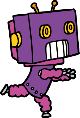 Bir insan tarafından çizilmiş çizgi film robotu