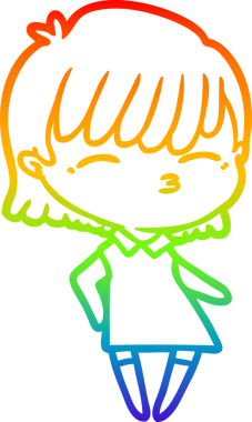 gökkuşağı gradyan çizimi bir insan tarafından çizilmiş bir karikatür kadın