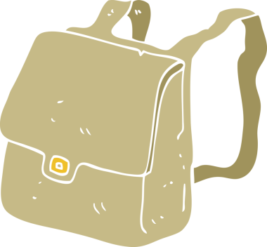 Bir insan tarafından çizilen çantanın düz renk çizimi