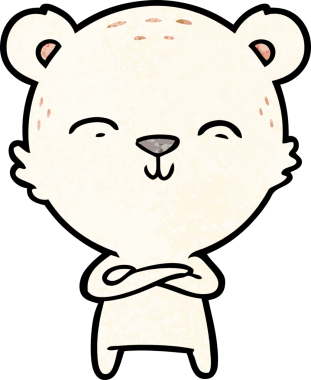 Bir insan tarafından çizilmiş mutlu kutup ayısı çizgi filmi.