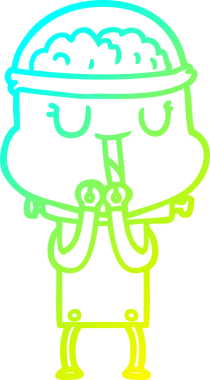 Bir insan tarafından çizilmiş mutlu çizgi film robotu çizimi.