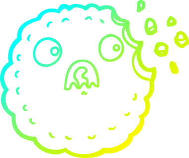 Bir insan tarafından çizilmiş korkmuş kurabiye karikatürünün soğuk gradyan çizgisi.