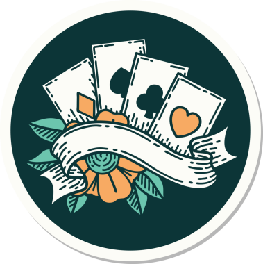 Geleneksel kart stili ve bir insan tarafından çizilmiş dövme çıkartması.