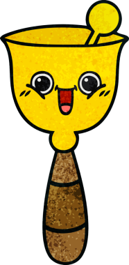 Bir insan tarafından çizilmiş okul çanının retro grunge desenli karikatürü.