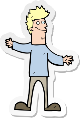 Bir insan tarafından çizilmiş mutlu bir adamın çıkartması.