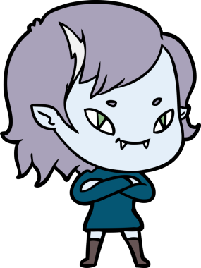 Bir insan tarafından çizilmiş çizgi film dostu vampir kız.