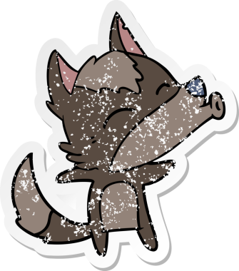 Bir insan tarafından çizilmiş uluyan bir kurdun sıkıntılı çıkartması.