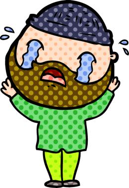 Çizgi film sakallı adam bir insan tarafından çizilmiş ağlıyor.