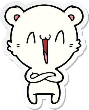 Bir insan tarafından çizilmiş mutlu bir kutup ayısının çıkartması.