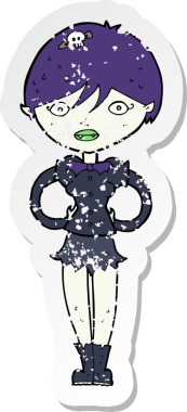 Bir insan tarafından çizilmiş güzel vampir kız çizgi filminin gerilimli yapıştırması.