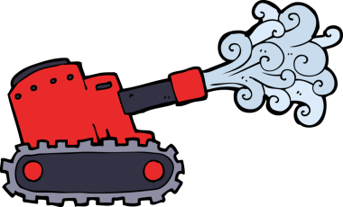 Bir insan tarafından çizilmiş karton ordu tankı.