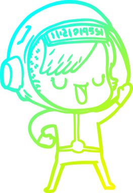 Bir insan tarafından çizilmiş soğuk gradyan çizgili astronot kadın çizimi.