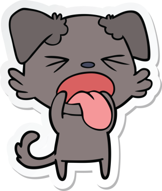 Bir insan tarafından çizilmiş tiksindirici bir köpeğin çıkartması.