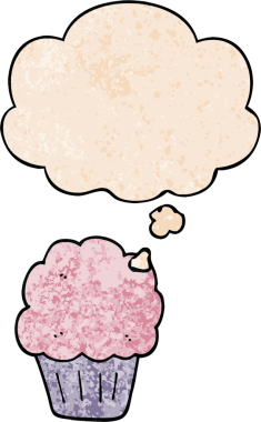 Bir insan tarafından çizilmiş grunge desenli düşünce baloncuklu çizgi film keki.