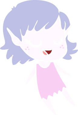 Bir insan tarafından çizilmiş mutlu düz renkli çizgi film elf kızı